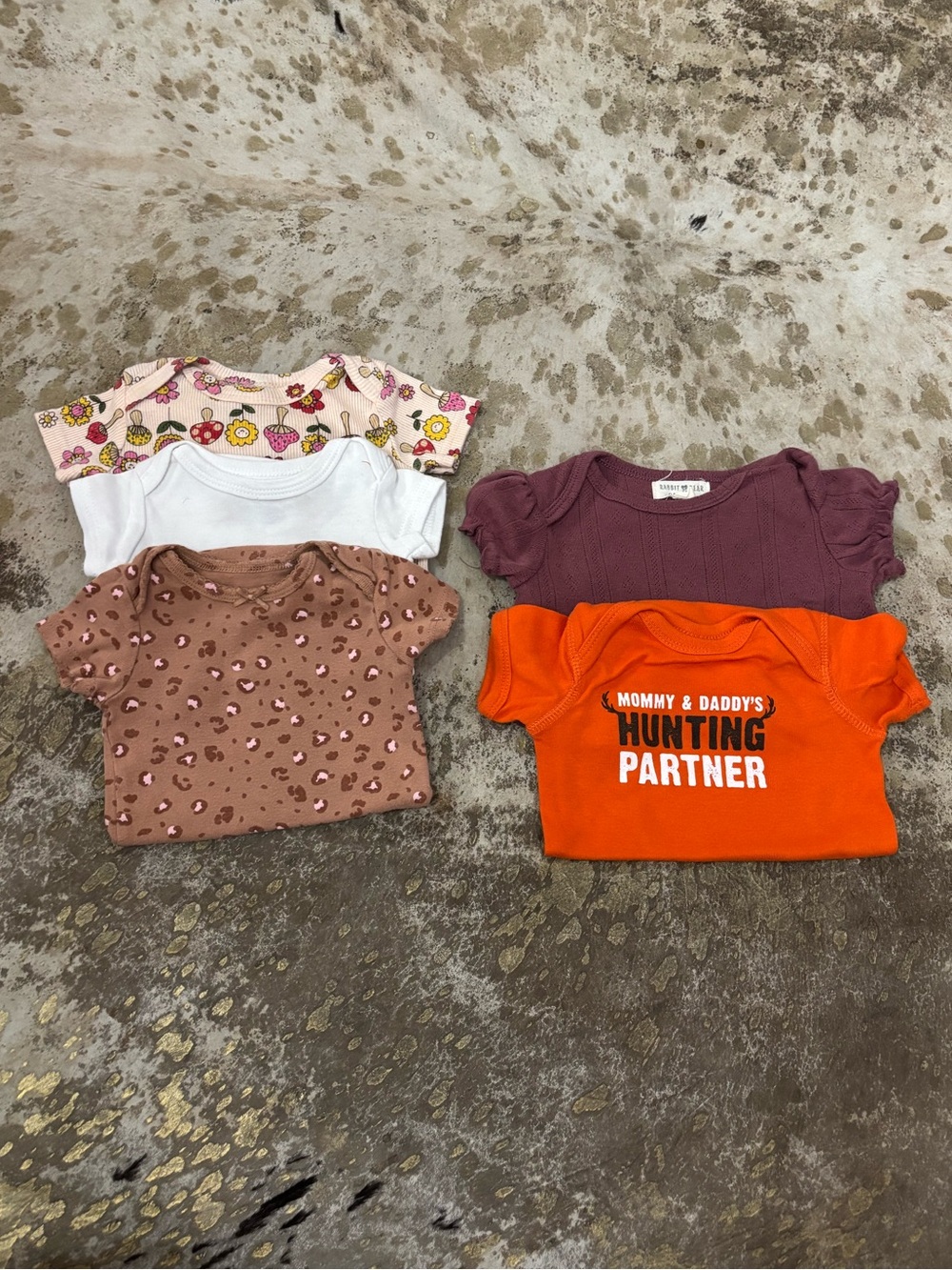 Multiples Baby Short-Sleeve Tee Set - Pink Floral, White, Brown, Purple & Orange